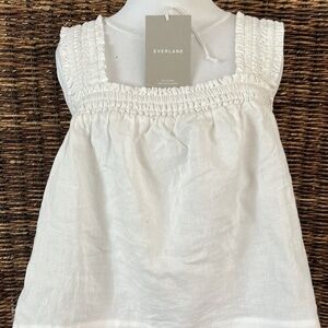 Everlane The Smocked Linen Cami - Size Small - White